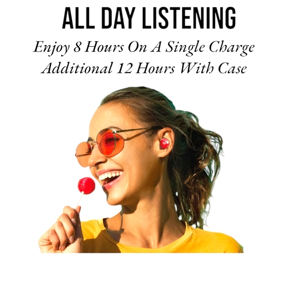 Red Wireless Waterproof 5.3 Bluetooth Earbuds W/Built-in Microphone Gift Wrapped - Picture 3 of 10